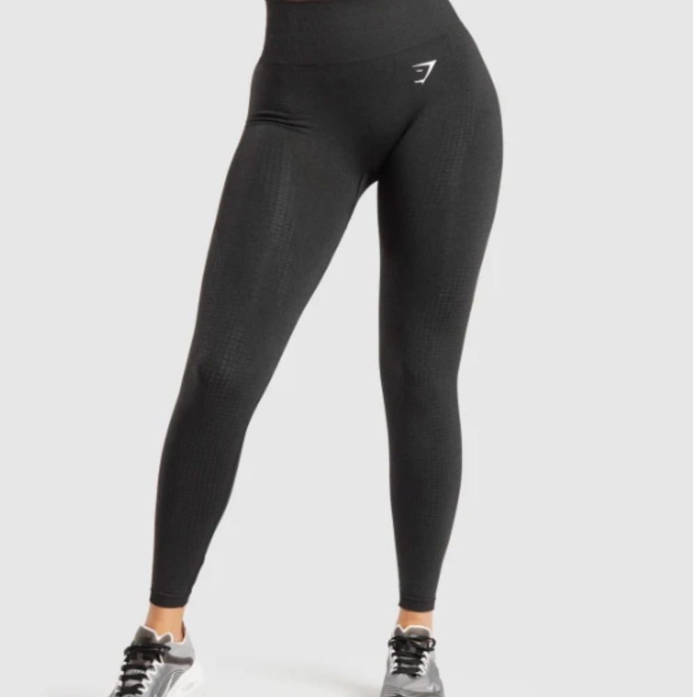 Gym Shark Vital Seamless Leggings-Black Marl SMALL